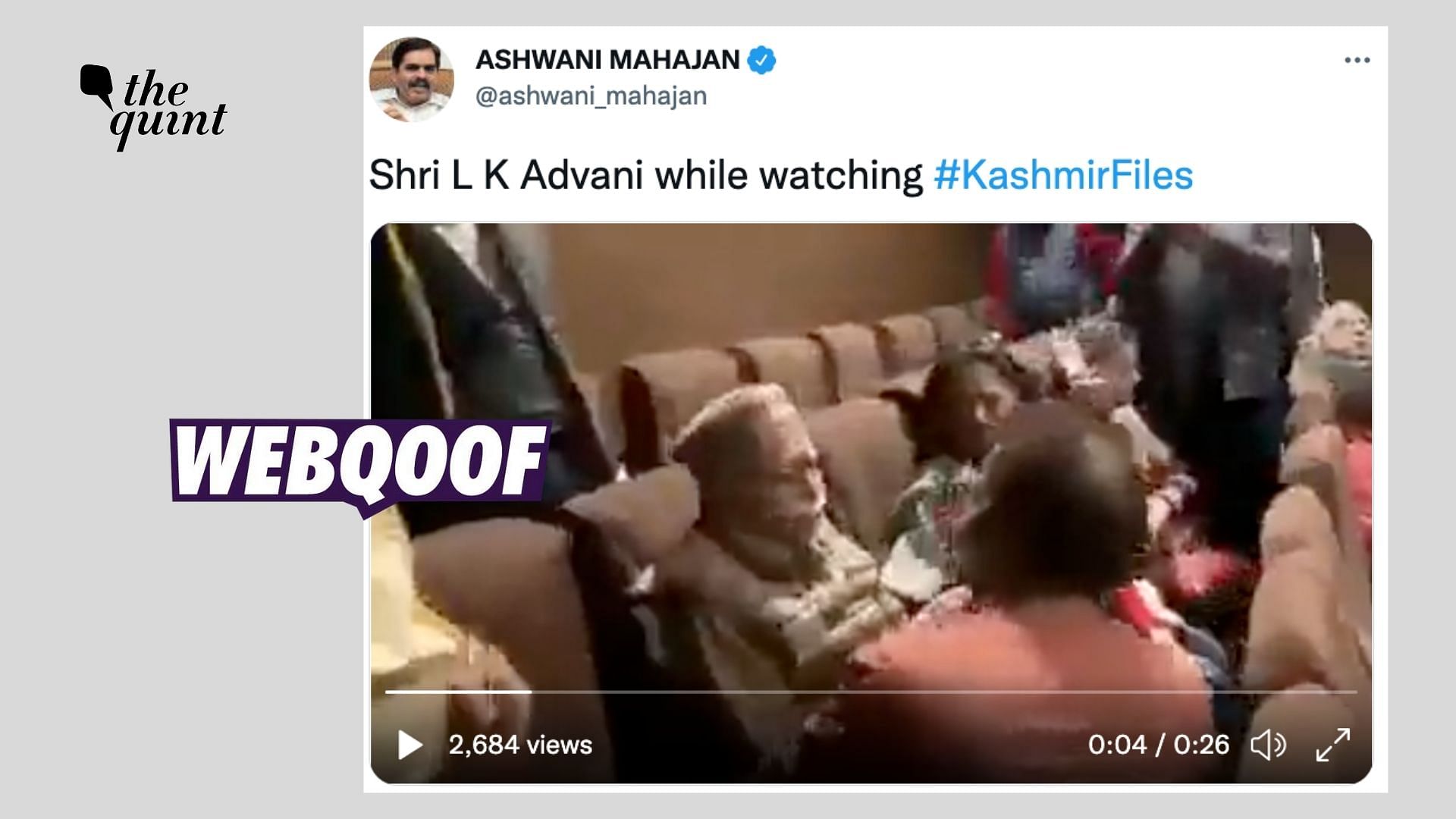 <div class="paragraphs"><p>The claim states that veteran BJP leader LK Advani cried during the screening of Vivek Agnihotri's 'The Kashmir Files'.</p></div>