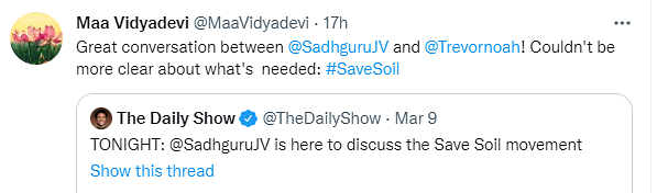 Sadhguru was a guest on 'The Daily Show' hosted by Trevor Noah.
