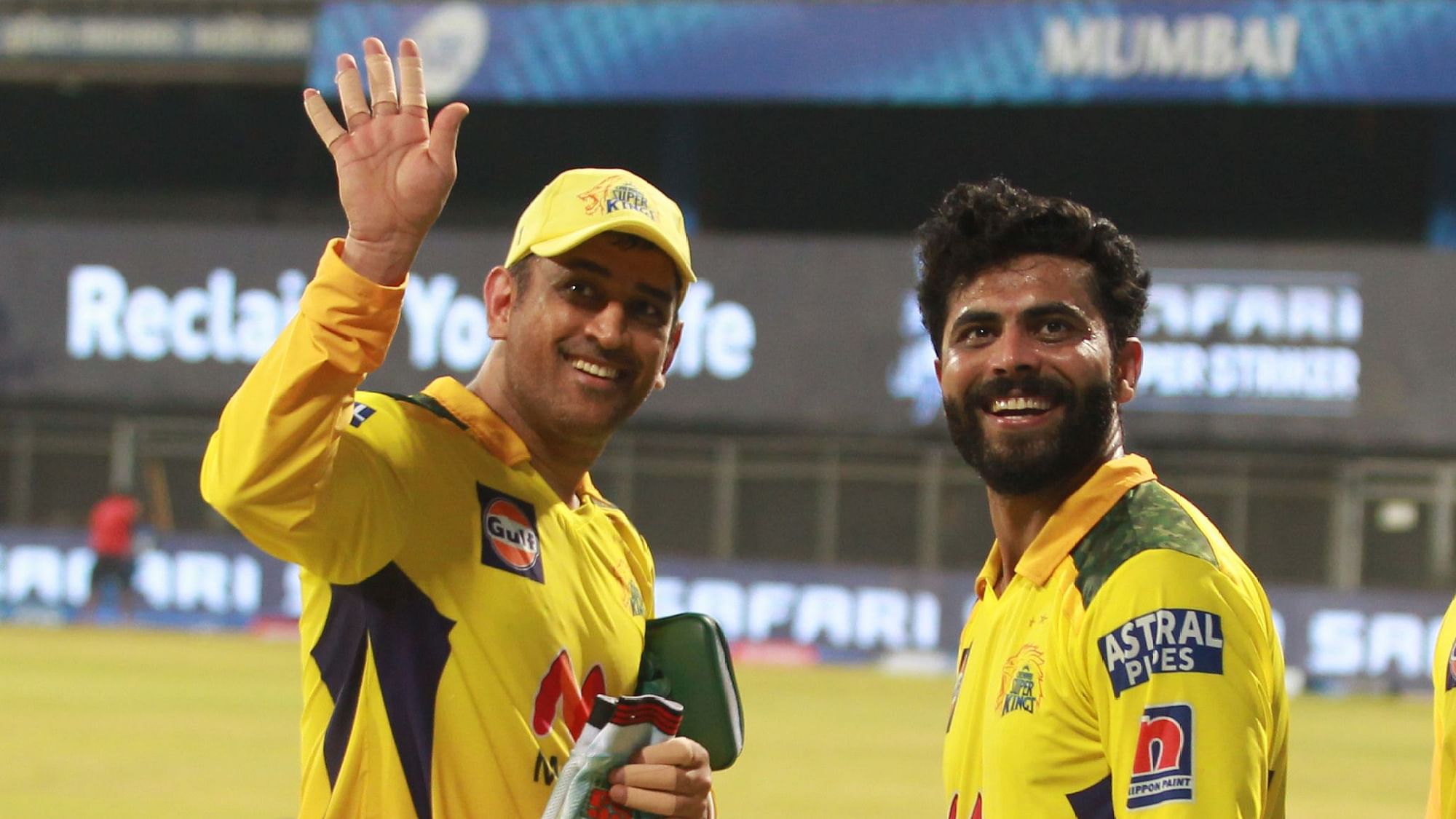 <div class="paragraphs"><p>MS Dhoni and Ravindra Jadeja share a light moment.&nbsp;</p></div>