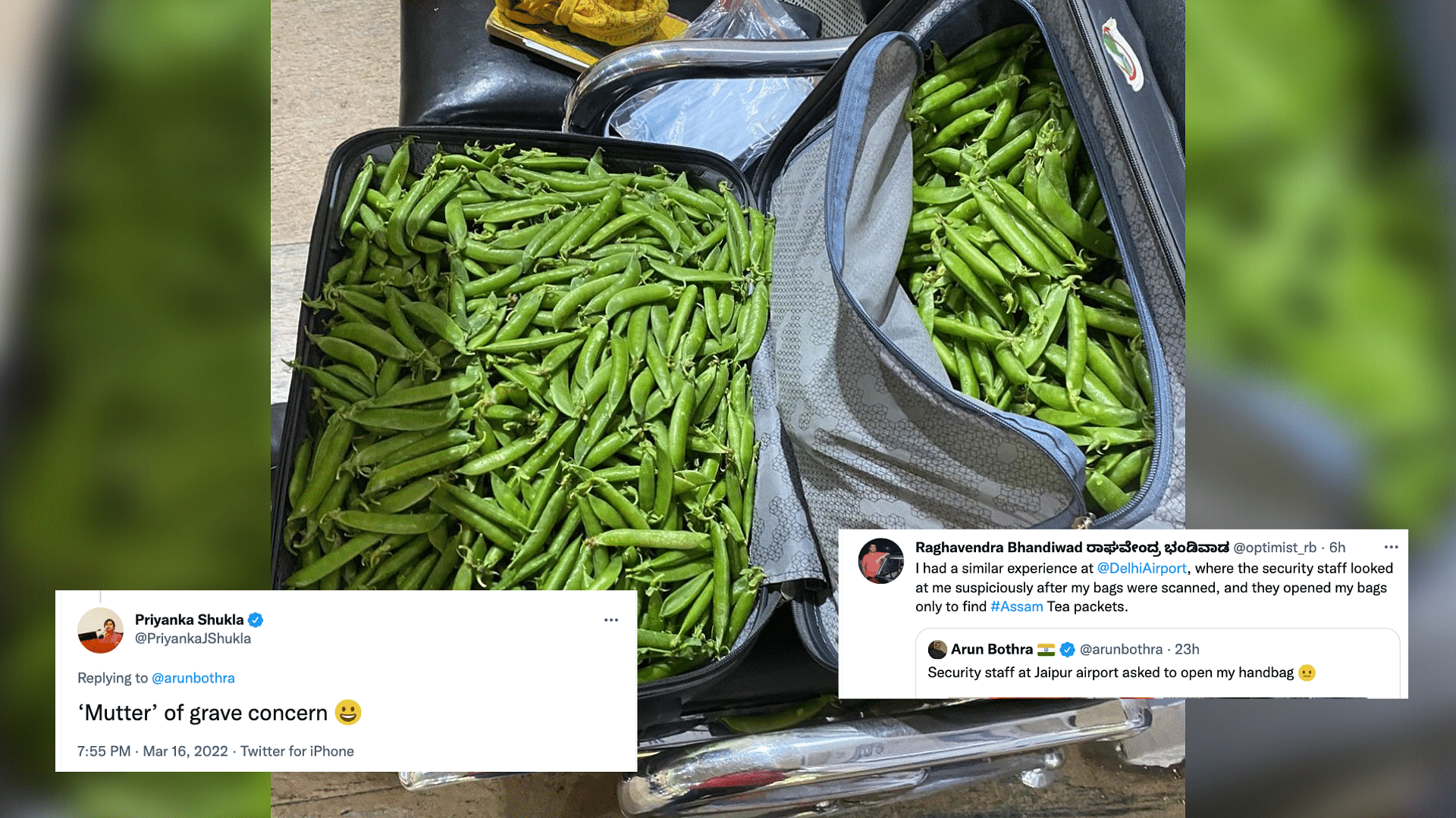 <div class="paragraphs"><p>IPS Officer Arun Bothra shares photo of suitcase full of peas.</p></div>
