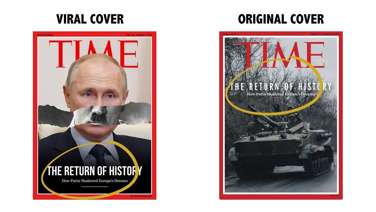 The original magazine cover shows a military tank and not Russian President Vladimir Putin.