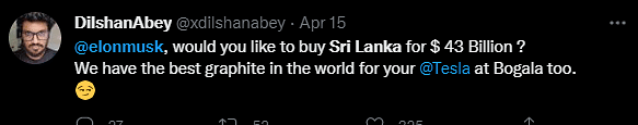 "Elon Musk's Twitter bid – $43 billion. Sri Lanka's debt – $45 billion..." tweeted Snapdeal CEO Kunal Bahl.
