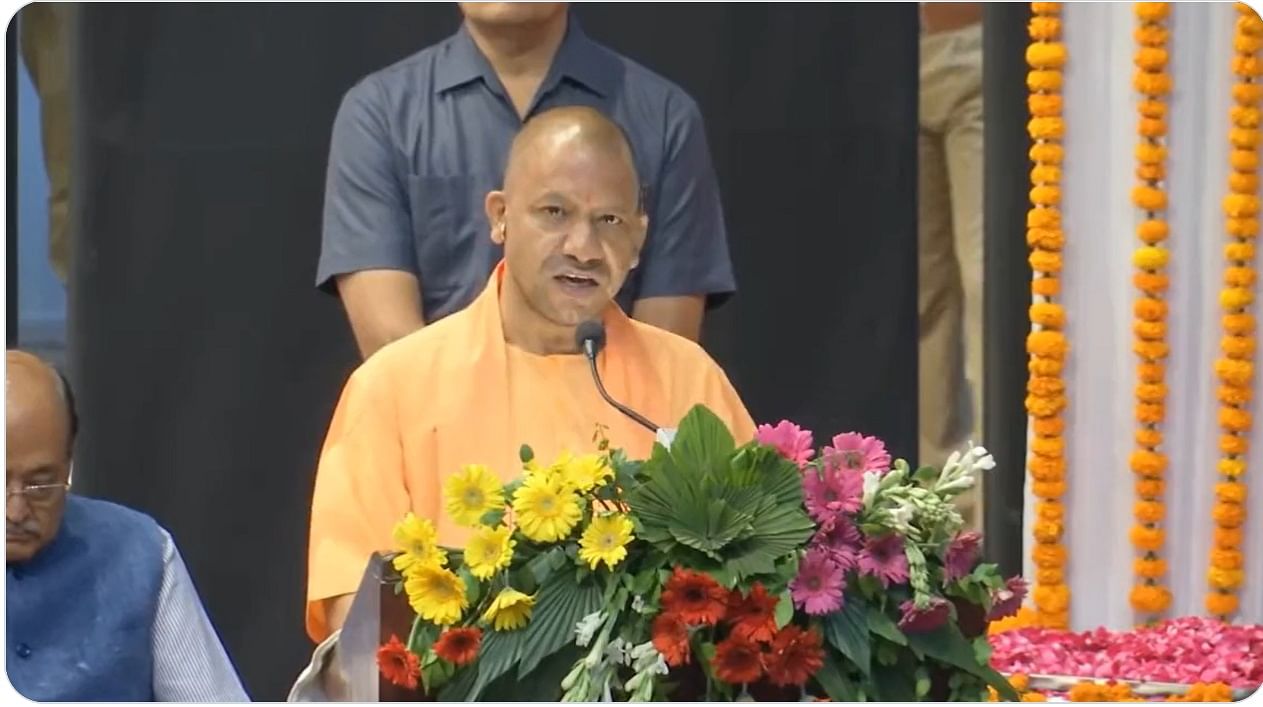 <div class="paragraphs"><p>UP CM Yogi Adityanath speaking at an event in Lucknow on Tuesday</p></div>