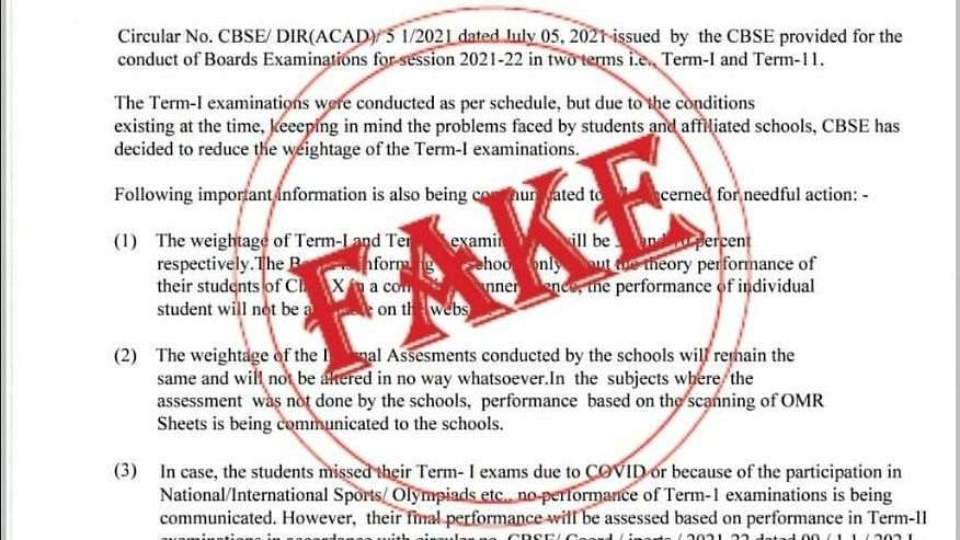 Circular on Reduced Term 1 Weightage Fake, Confirms CBSE 