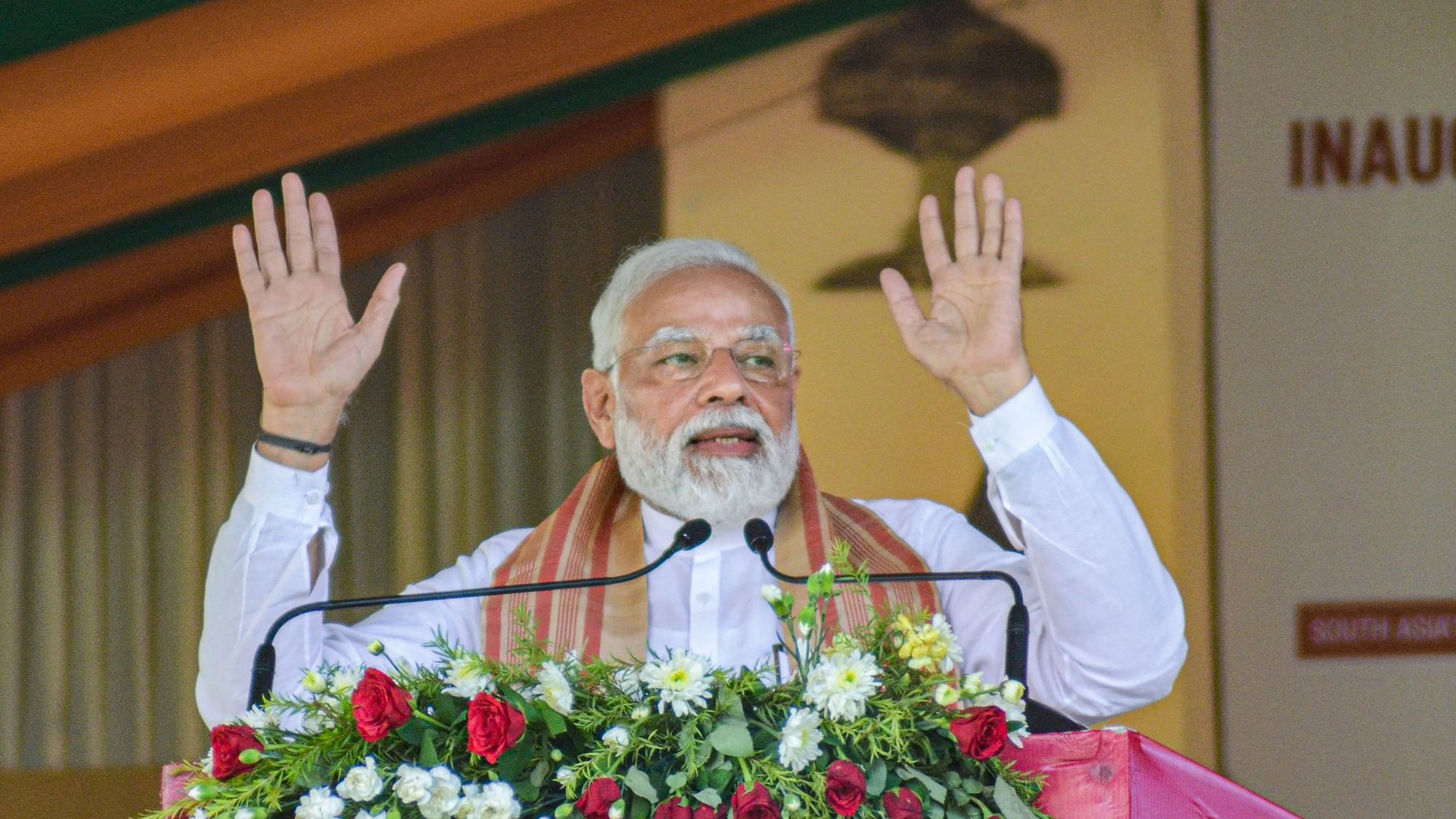 <div class="paragraphs"><p>Prime Minister Narendra Modi addresses a rally in Dibrugarh district on Thursday, 28 April. </p></div>