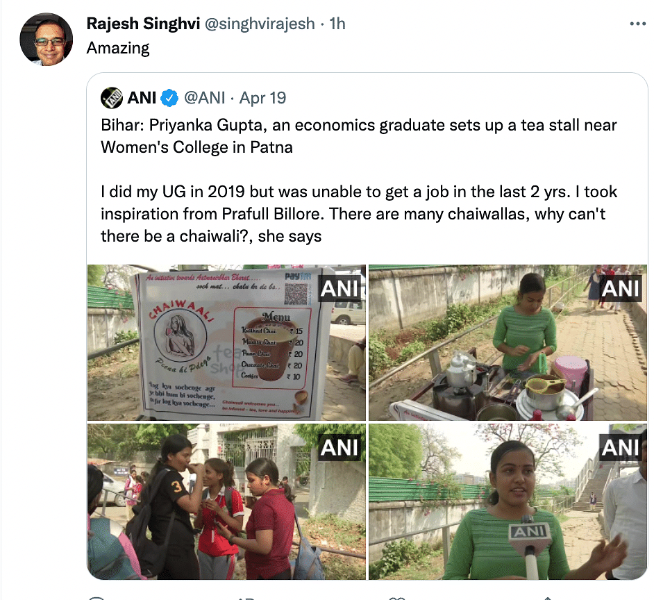 Priyanka Gupta graduated in 2019 and looked for a job for two years before starting her own tea stall.