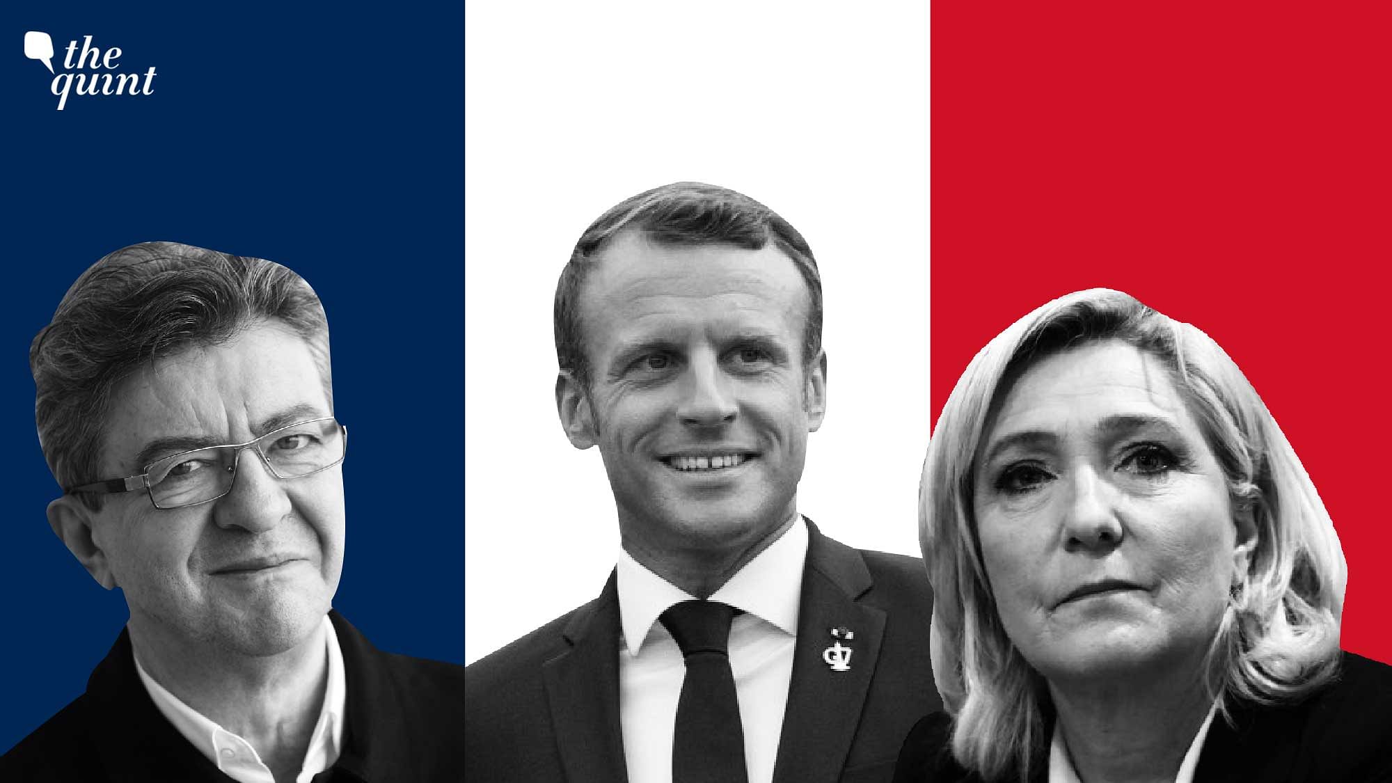 <div class="paragraphs"><p>Jean-Luc Mélenchon (left), Emmanuel Macron, and&nbsp;Marine Le Pen.</p></div>