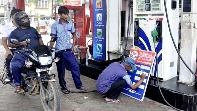 <div class="paragraphs"><p>Petrol and diesel prices were hiked again by 80 paise a litre each on Sunday, 3 April.</p></div>