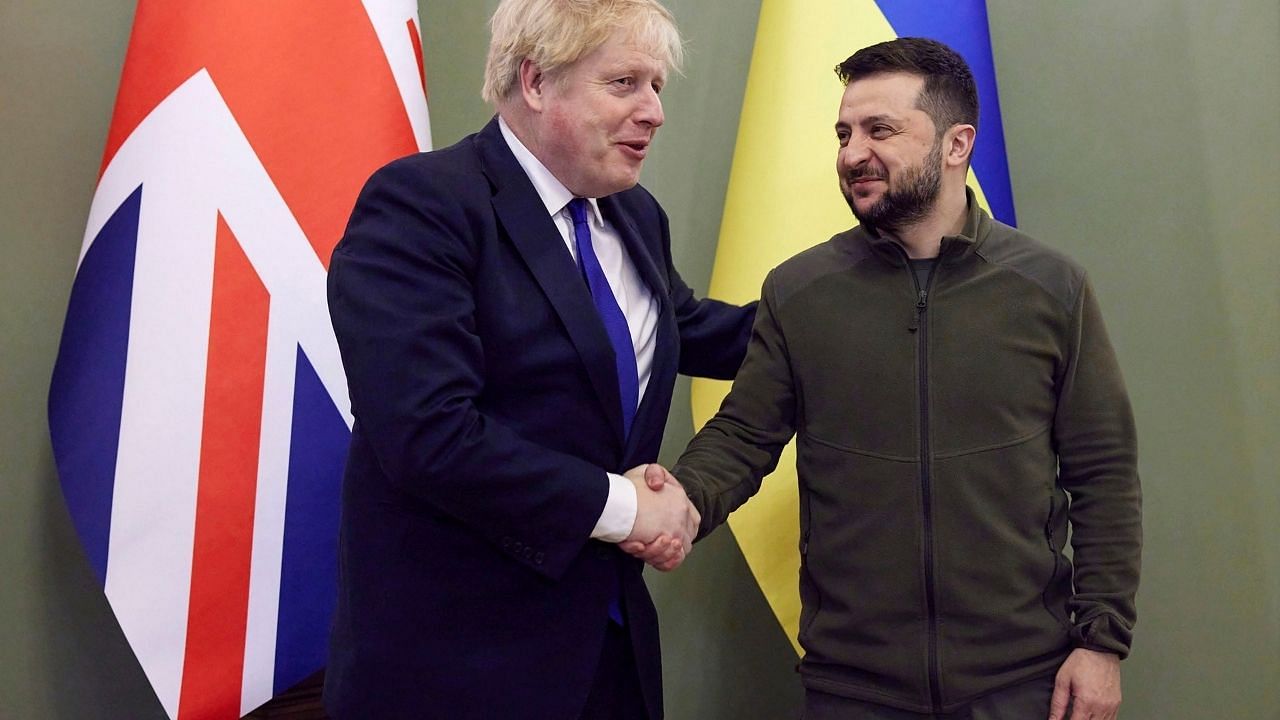 <div class="paragraphs"><p>UK PM Boris Johnson with Ukrainian President Volodymyr Zelensky.</p></div>