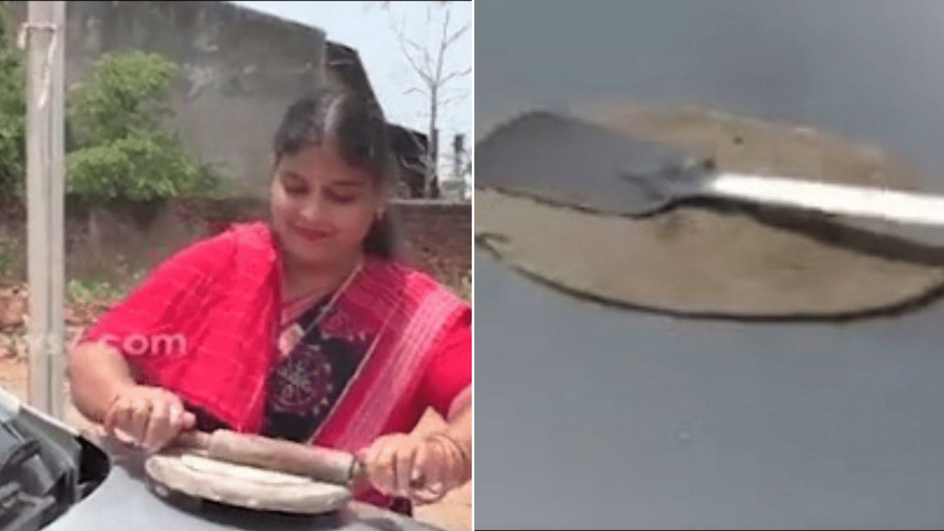 <div class="paragraphs"><p>Woman in Odisha cooks roti on a car bonnet.</p></div>