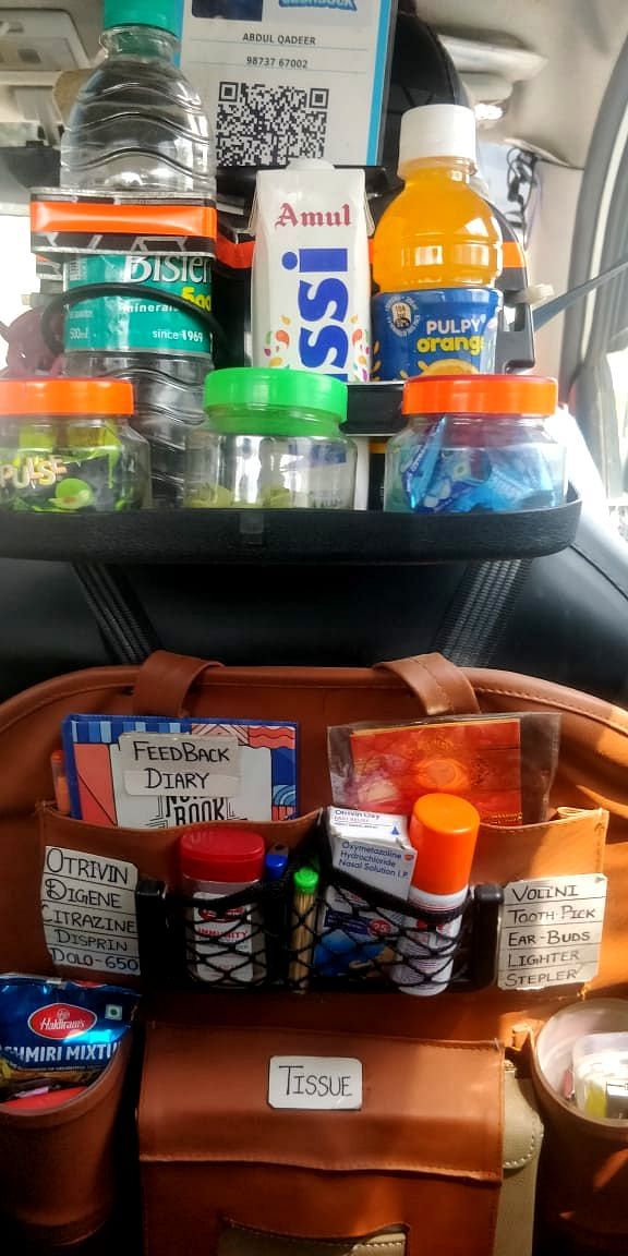 Abdul Qadeer offers around 35 items for the use of his passengers.