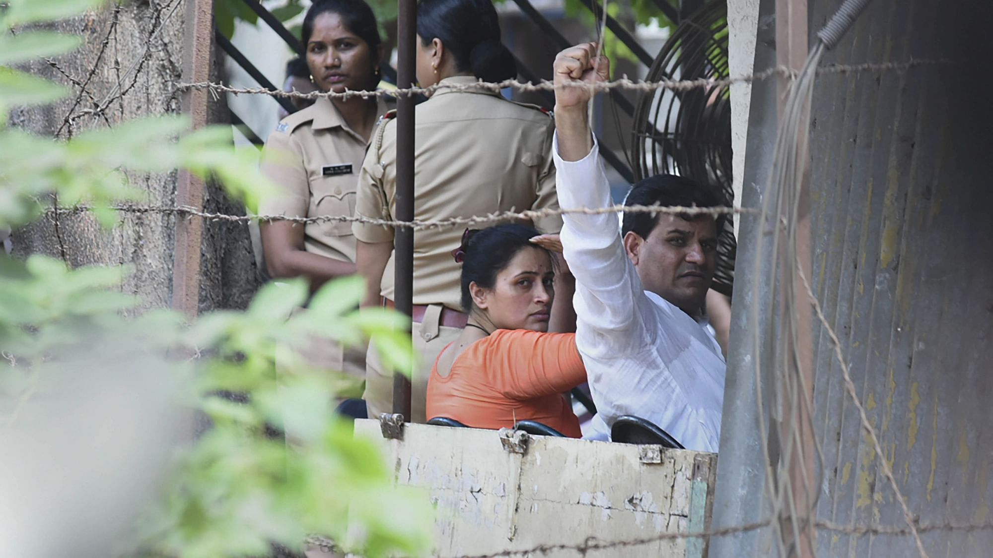 <div class="paragraphs"><p>MP Navneet Rana at Santacruz Police Station, after she along with her husband Ravi Rana were arrested for promoting enmity between different groups on Saturday, in Mumbai.</p></div>