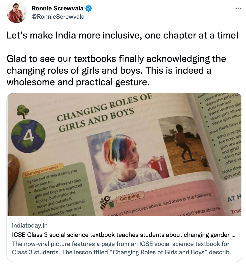 The chapter titled 'Changing Roles of Boys and Girls' is from a third grade ICSE textbook.