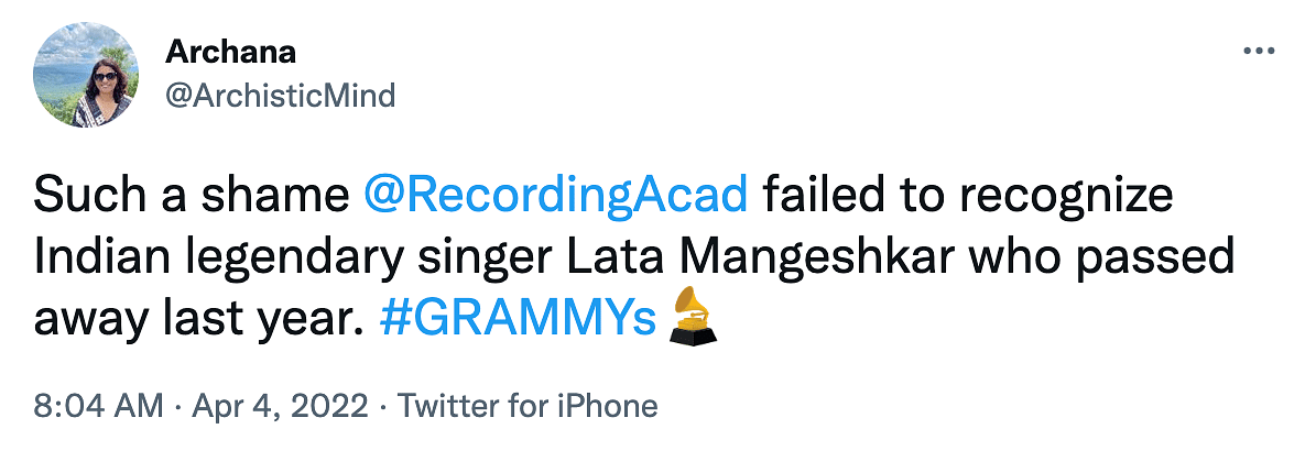 Both the Oscars and the Grammys failed to given a tribute to Lata Mangeshkar
