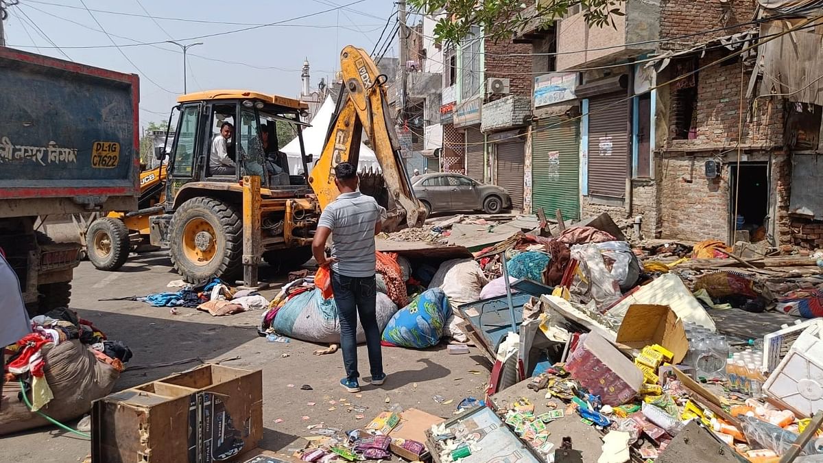 Delhi: Tughlakabad Shops Demolished As SDMC Undertakes Anti-Encroachment Drive