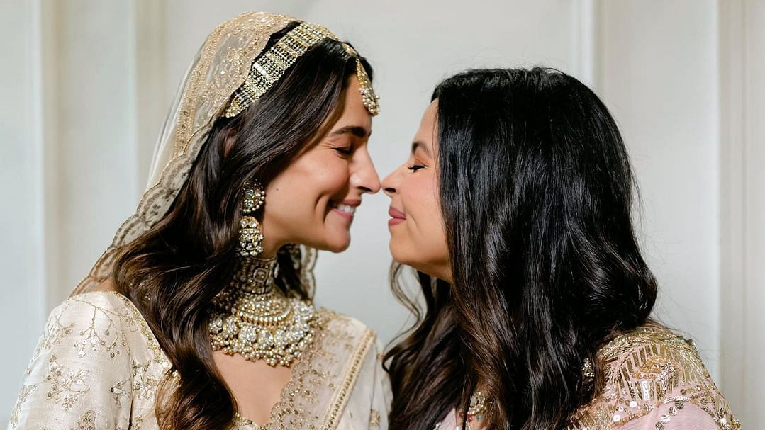 <div class="paragraphs"><p>Shaheen Bhatt with sister Alia Bhatt on her wedding day.</p></div>