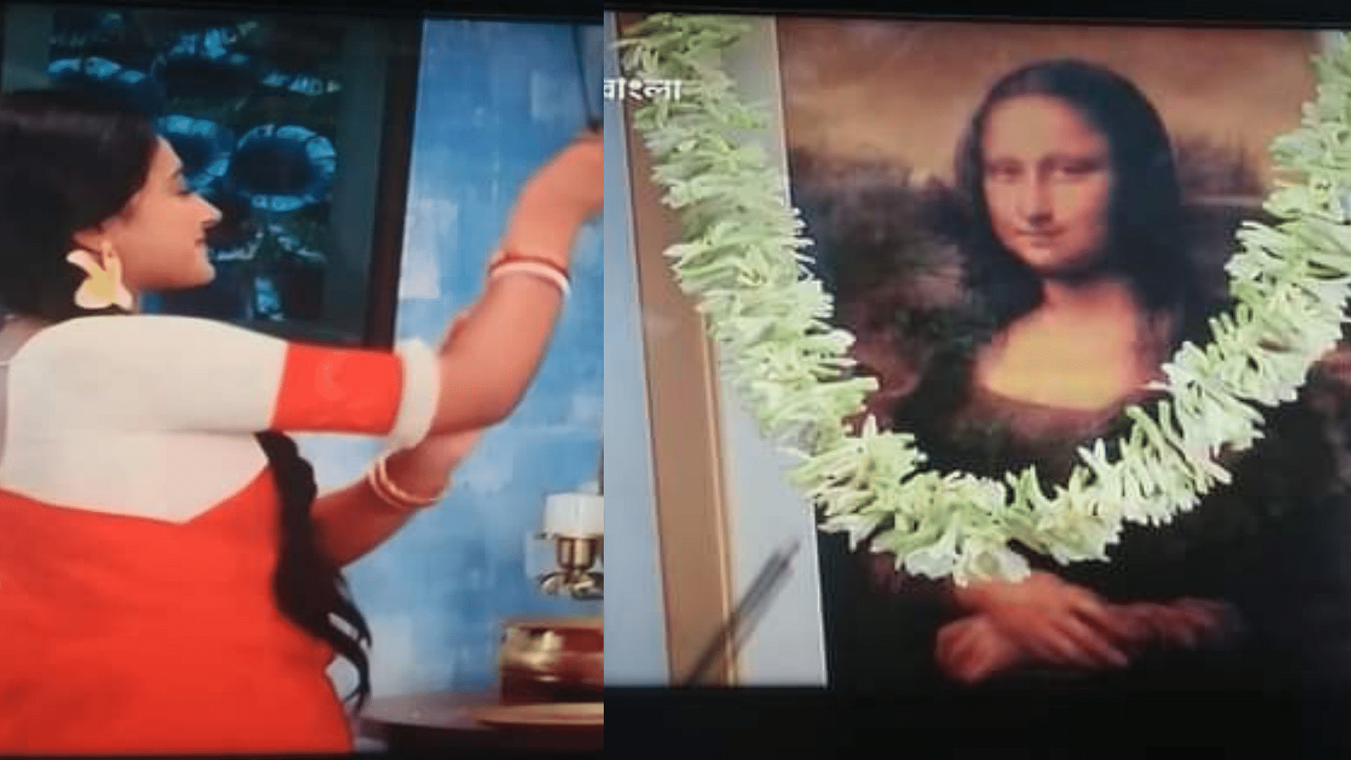 <div class="paragraphs"><p>Woman worships Mona Lisa's Portrait in Bengali TV show.</p></div>