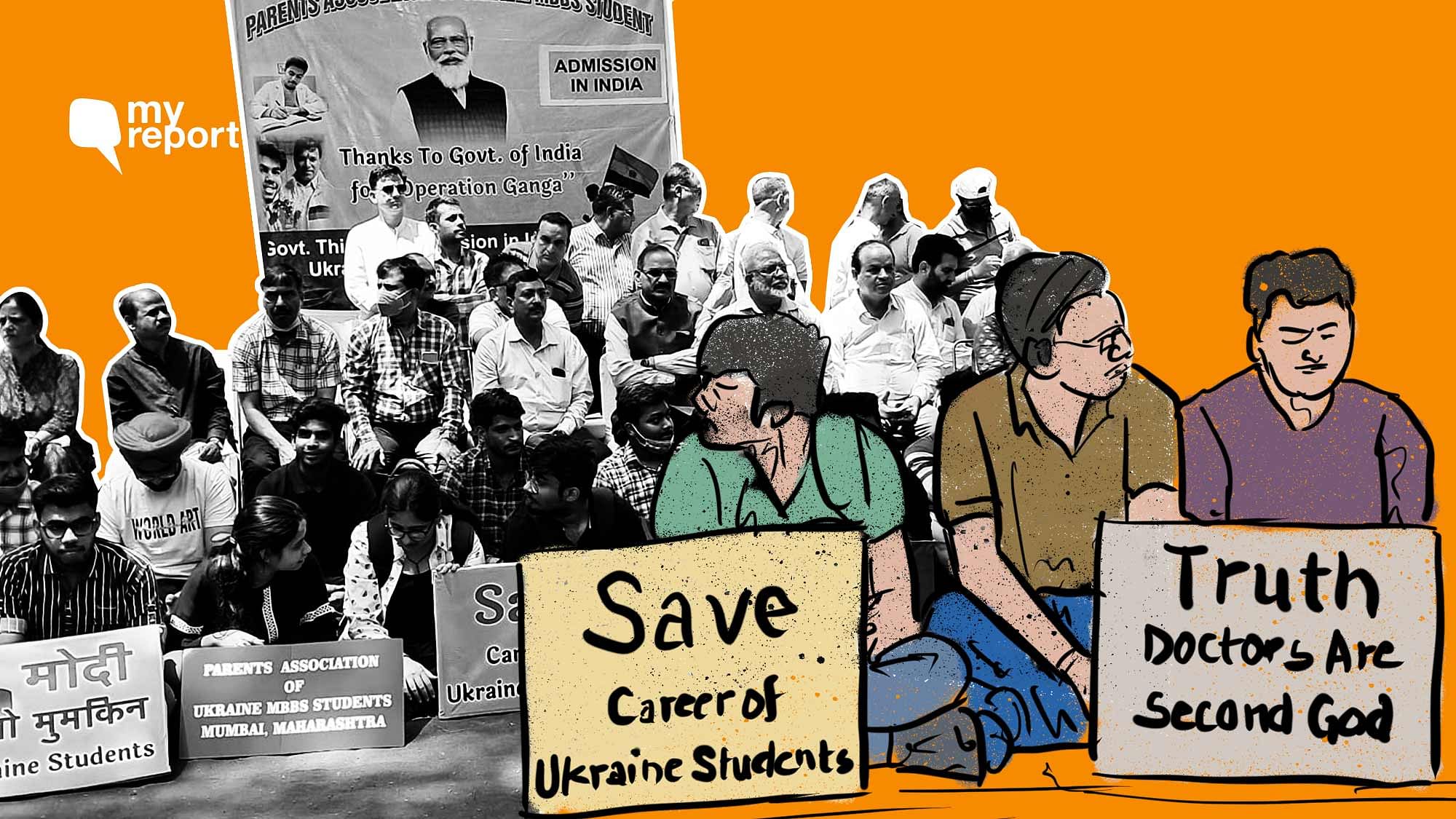 <div class="paragraphs"><p>Students and their parents demand admission for Ukraine return medical students in India.</p></div>