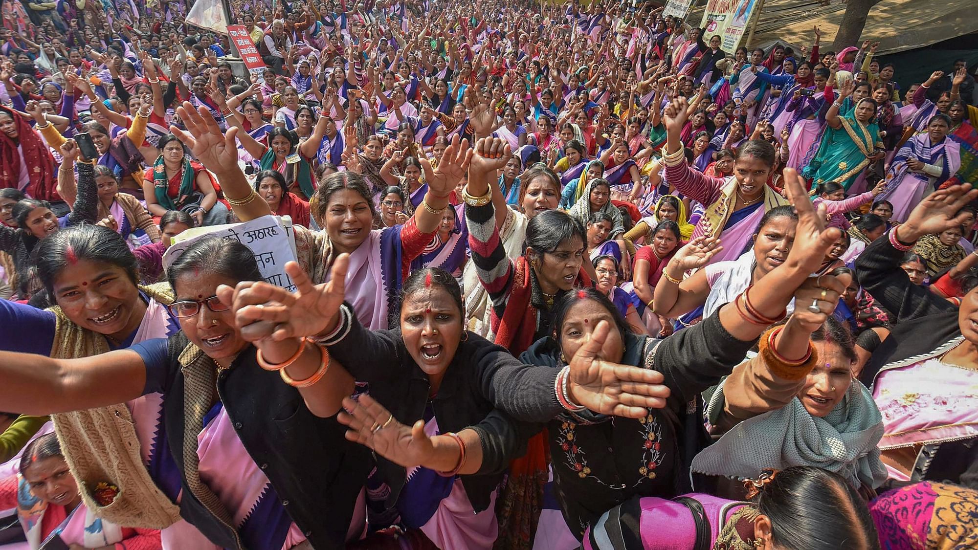 <div class="paragraphs"><p>File photo ASHA workers during a protest demanding for hike in their wages and regularisation of their jobs.</p></div>