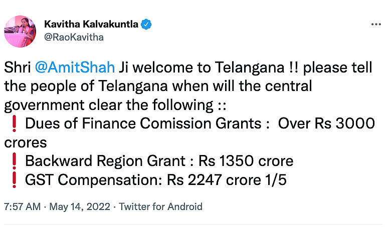 As Amit Shah Visits Telangana, KCR's Daughter Kavitha Accuses BJP of 'Hypocrisy'