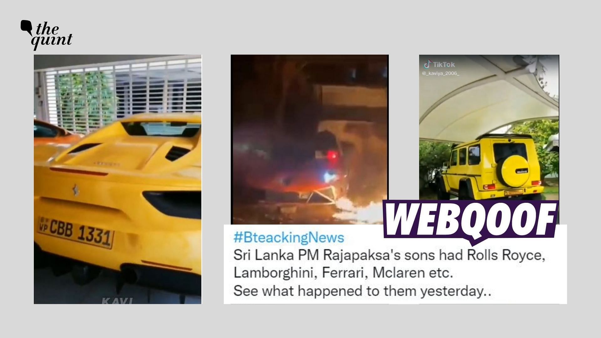 <div class="paragraphs"><p>Fact-Check|The claim states that luxury cars set on fire belong to Sri Lanka's former PM's son.</p></div>