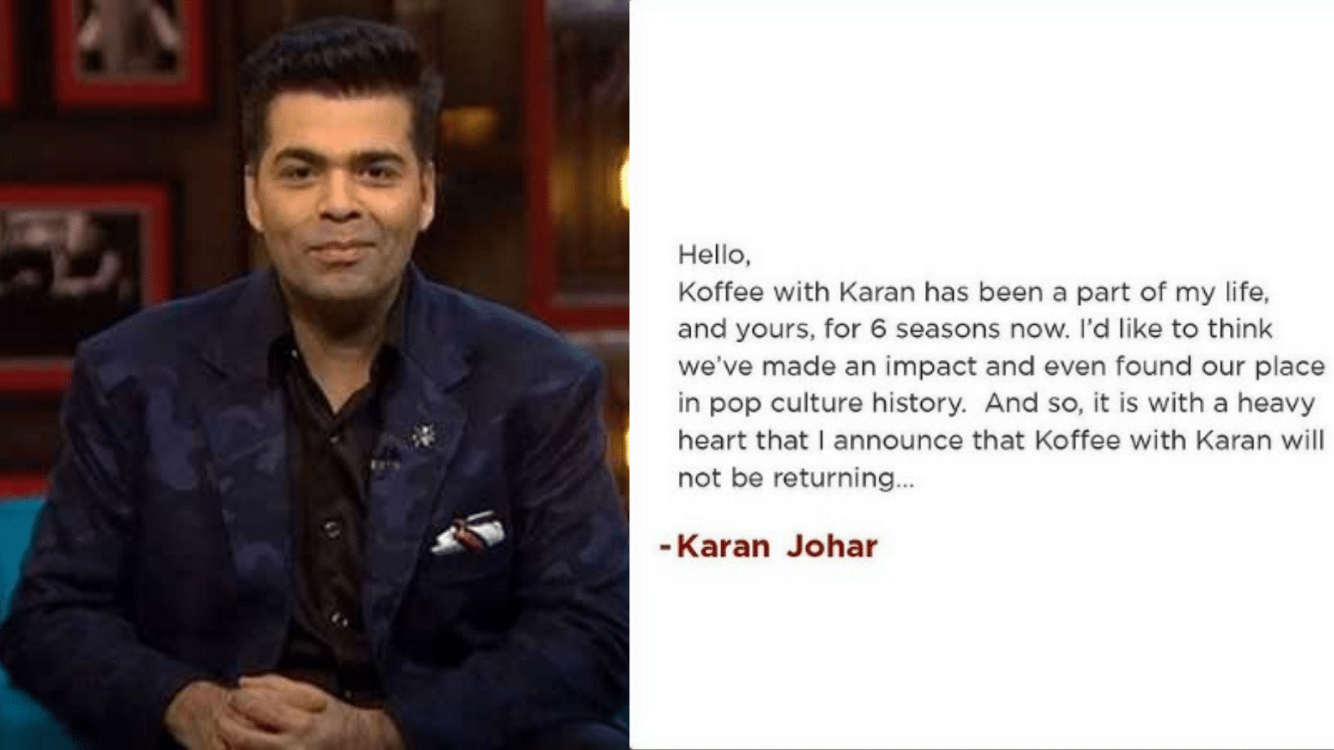 <div class="paragraphs"><p>Koffee With Karan ends after six remarkable seasons</p></div>