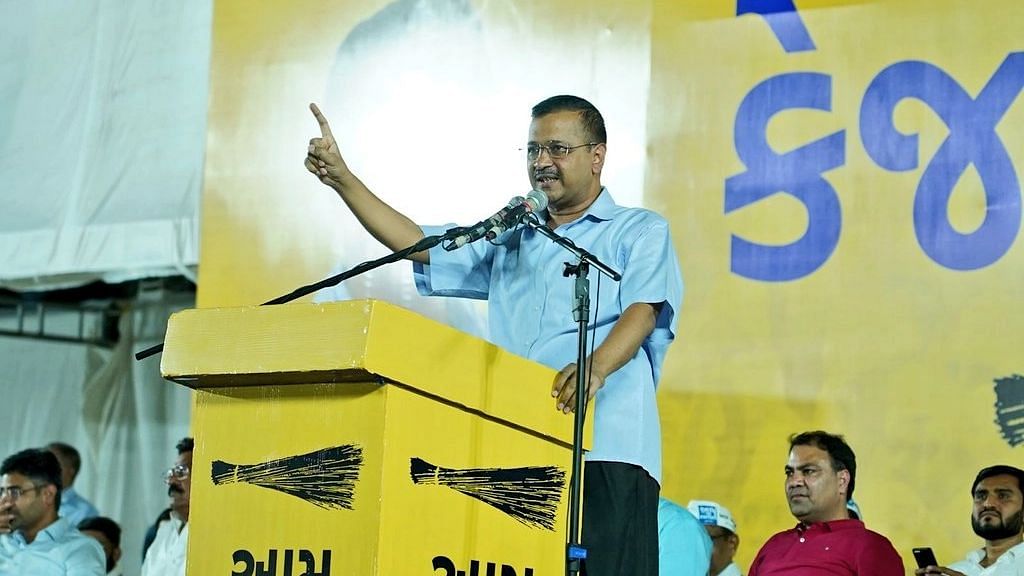 <div class="paragraphs"><p>Delhi Chief Minister Arvind Kejriwal addressing a rally in Gujarat's Rajkot on Wednesday, 11 May.</p></div>