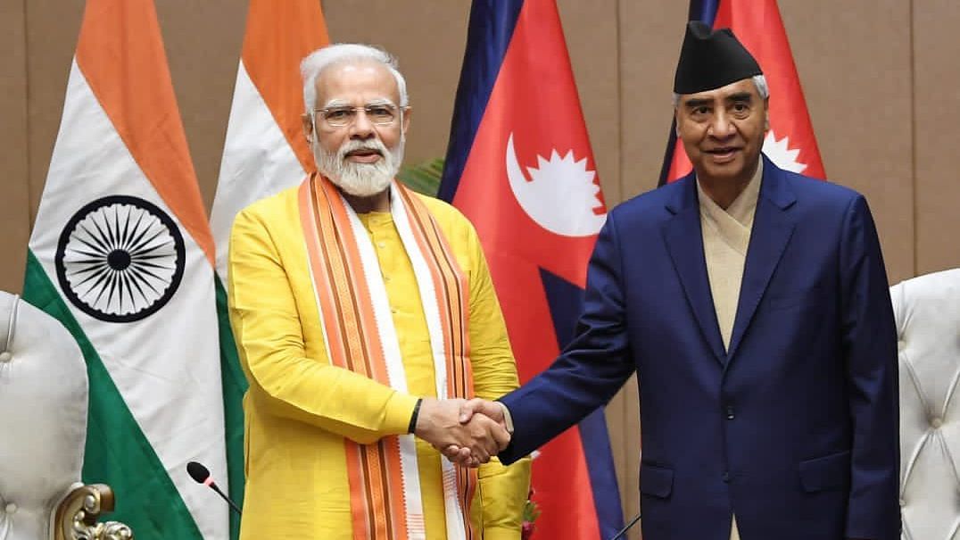<div class="paragraphs"><p>Prime Minister Narendra Modi and Nepalese PM Sher Bahadur Deuba held bilateral talks in Lumbini on Monday, 16 May.</p></div>