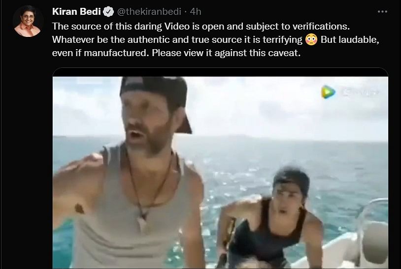 Kiran Bedi Criticised for Sharing “Rare Video” of a Shark Taking a Chopper Down
