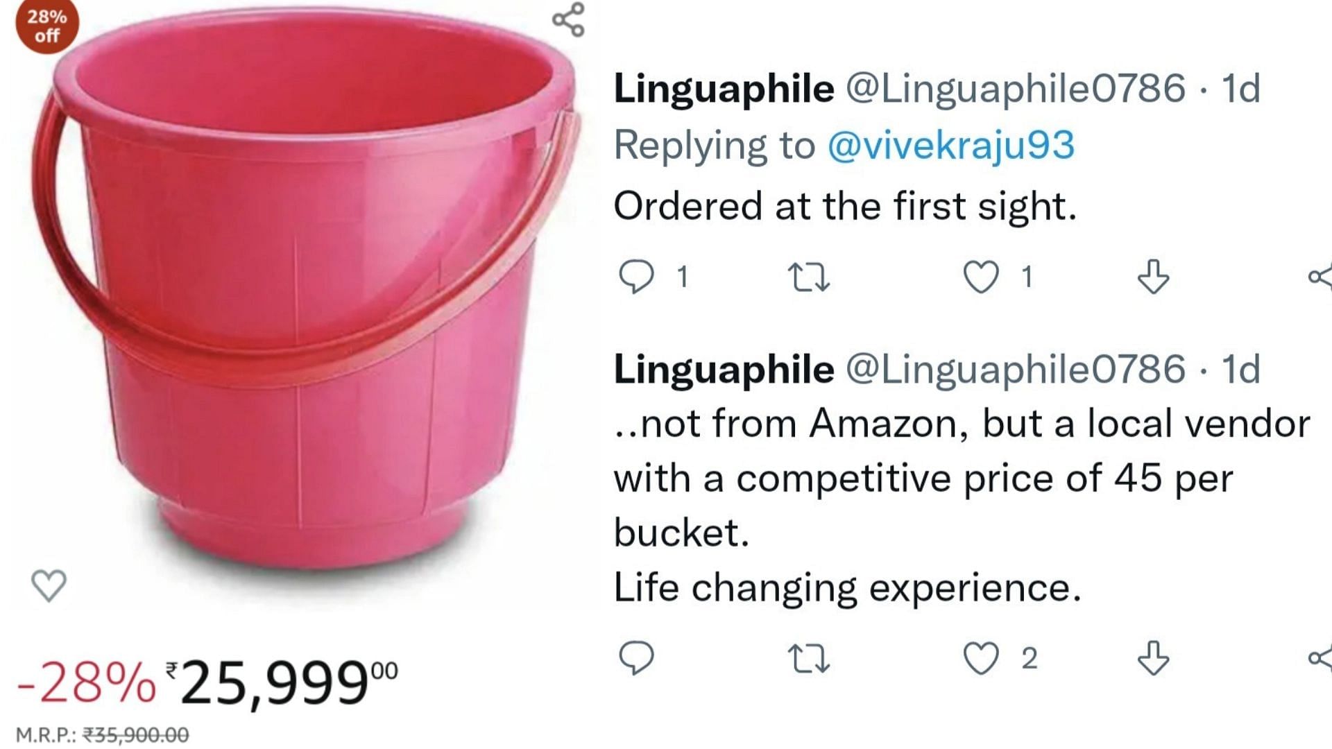 <div class="paragraphs"><p>While netizens have grown accustomed to seeing expensive luxury items listed online, many were surprised to see a bucket for sale on Amazon for Rs 25,999</p></div>