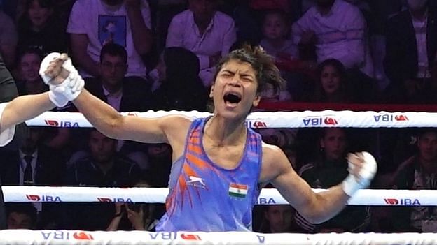 <div class="paragraphs"><p>Nikhat Zareen reacts after being declared the winner of the flyweight category at the 2022 World Championships.</p></div>