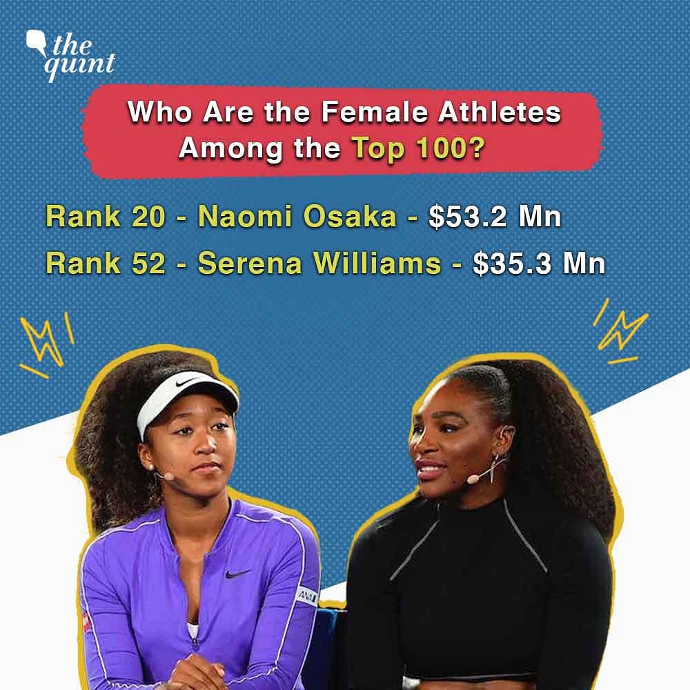 Along with Naomi Osaka, veteran tennis ace Serena Williams is the only other woman athlete in the top 100.