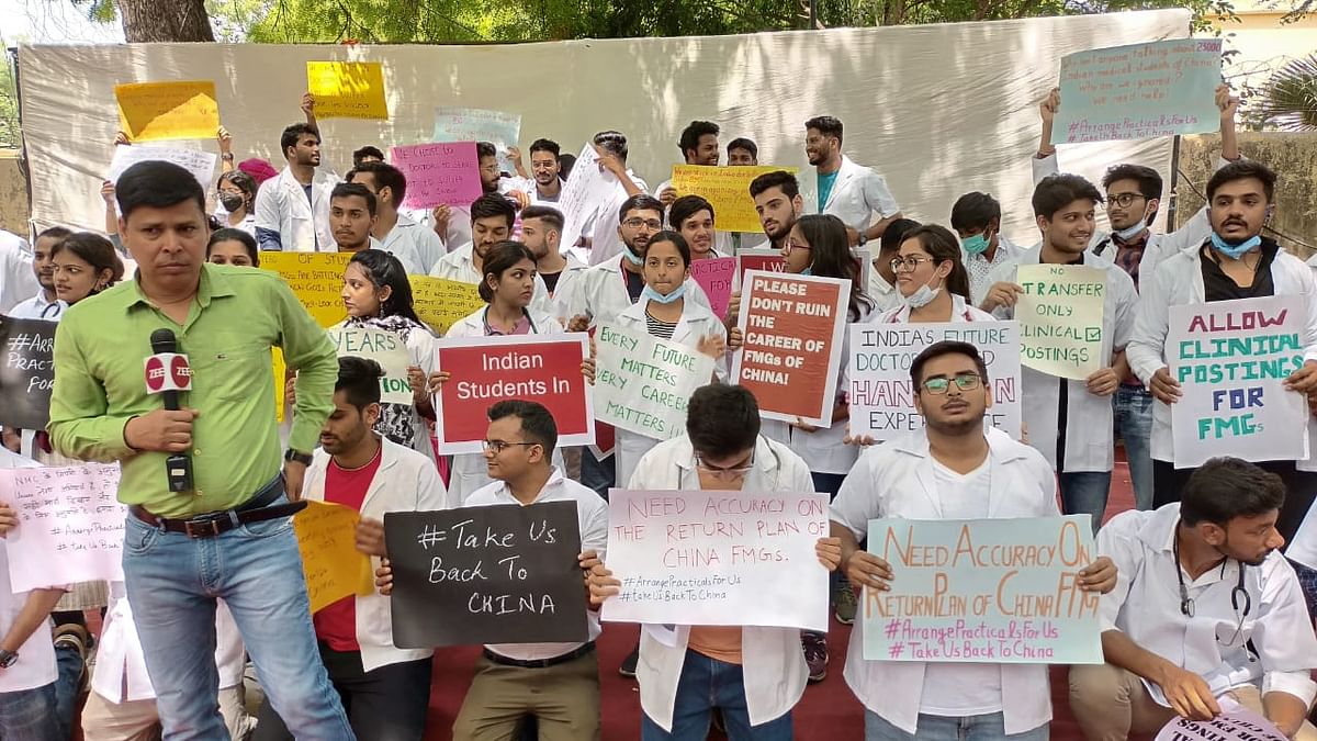 On 29 May, the Indian medical students who are enrolled in Chinese universities held a protest at Jantar Mantar.
