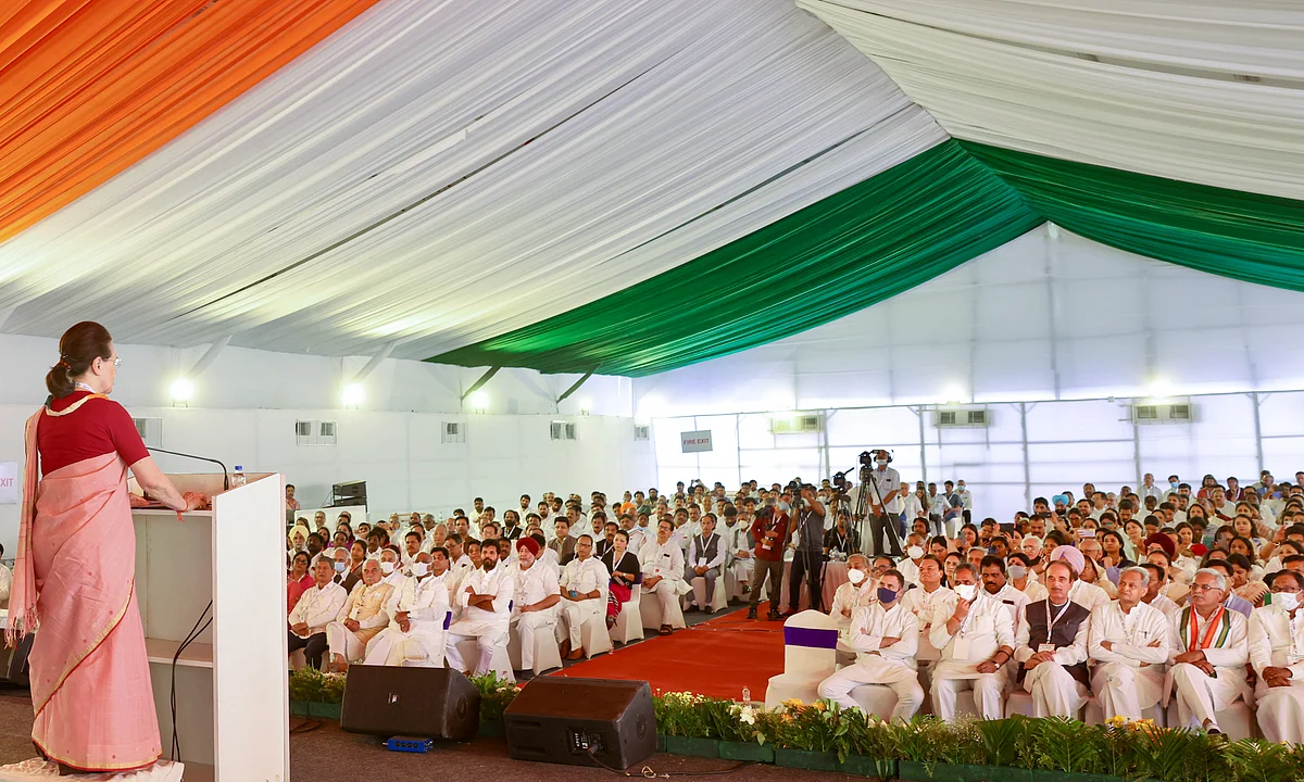 <div class="paragraphs"><p>Congress interim President Sonia Gandhi addresses party leaders during the party's Nav Sankalp Chintan Shivir, in Udaipur.</p></div>