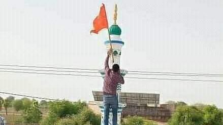 <div class="paragraphs"><p>A saffron flag was allegedly hoisted over an Idgah in Rajasthan's Pali on Saturday, 30 April, leading to protests by members of the Muslim community.</p></div>