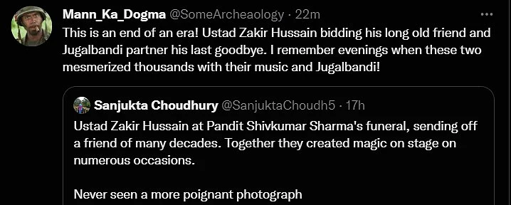 Ustad Zakir Hussain Bids Farewell to Late Pt Shivkumar Sharma; Pic Goes Viral