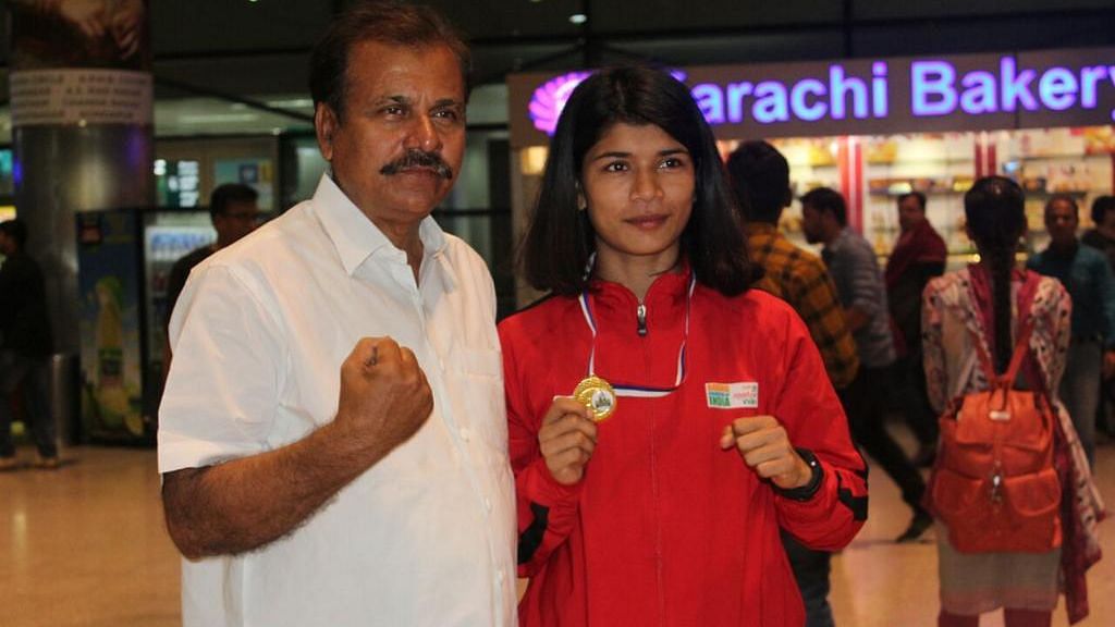 <div class="paragraphs"><p>World Boxing Champion 2022 Nikhat Zareen with her father after winning a medal.</p></div>