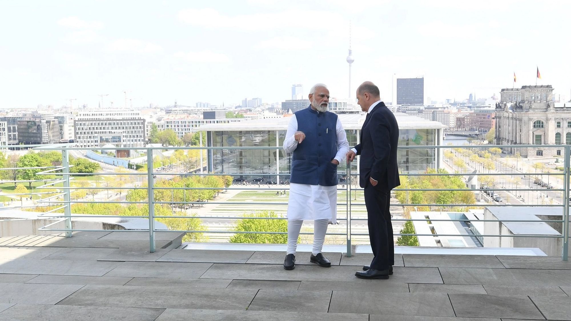 <div class="paragraphs"><p>Prime Minister Narendra Modi with German Chancellor Olaf Scholz in Berlin.&nbsp;</p></div>