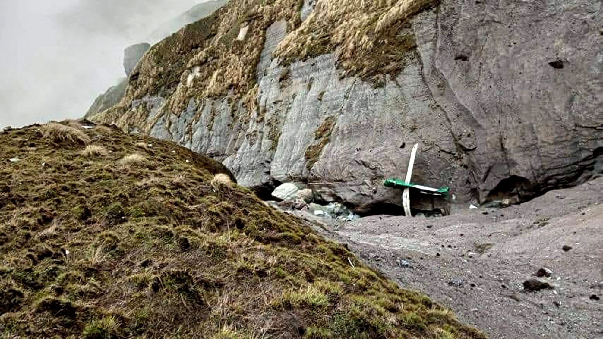 <div class="paragraphs"><p>This handout photograph released by Fishtail Air, shows the wreckage of a plane in a gorge in Sanosware in Mustang district close to the mountain town of Jomsom, west of Kathmandu, Nepal, Monday, May 30, 2022.</p></div>