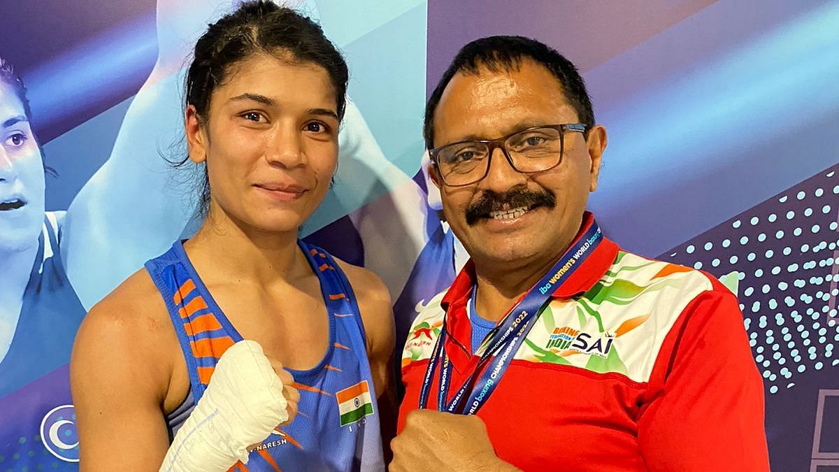 <div class="paragraphs"><p>Indian boxer Nikhat Zareen with her coach after winning the World Boxing Championships 2022.</p></div>