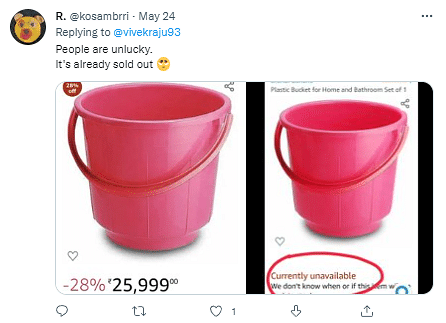 The bucket was originally priced at Rs 35,900, but after a 28% discount, it was available for Rs 25,999.