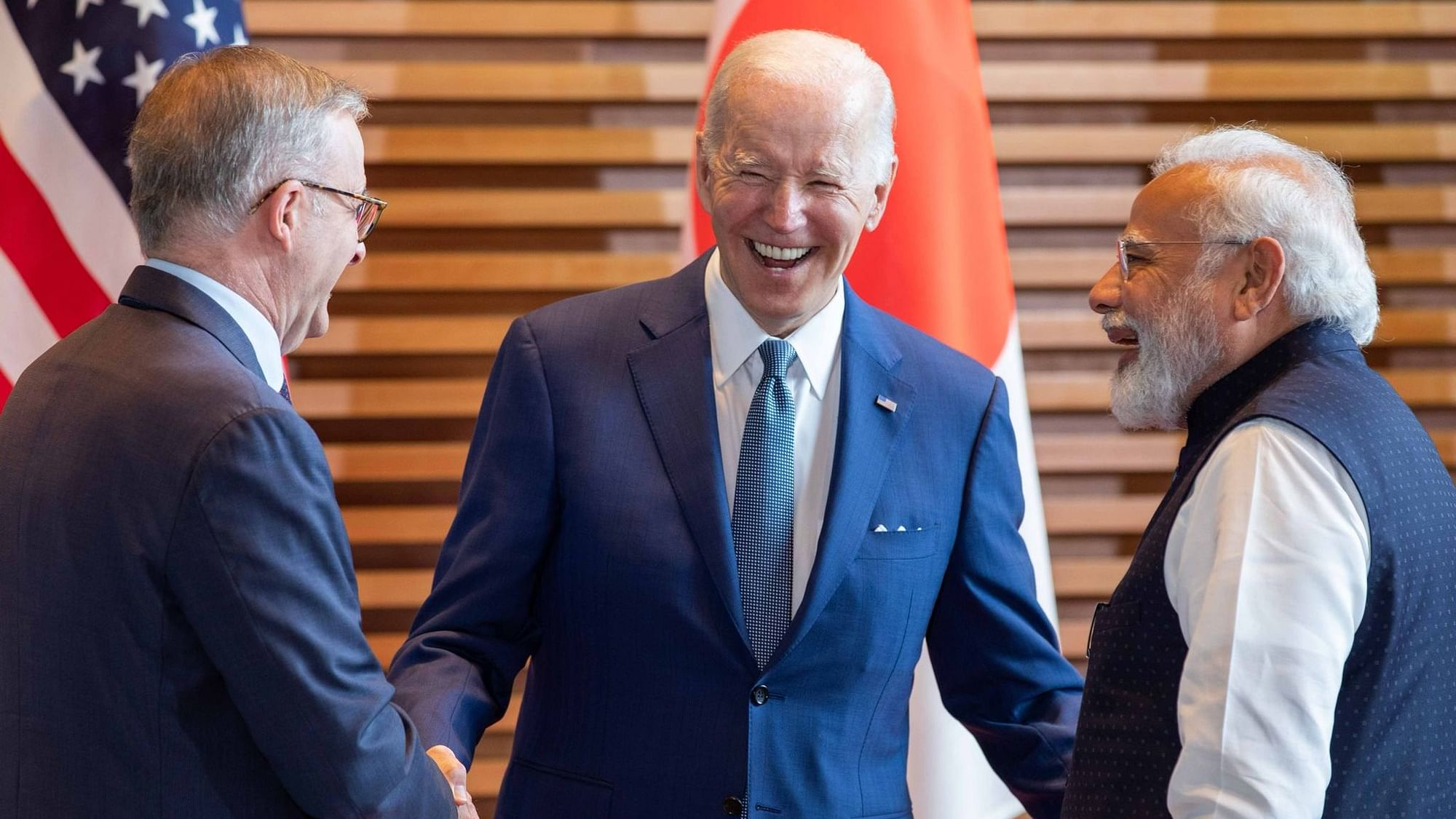 <div class="paragraphs"><p>US President Joe Biden at the Quad Summit in Tokyo, seen here with Indian PM Narendra Modi and Australian PM Anthony Albanese.</p></div>