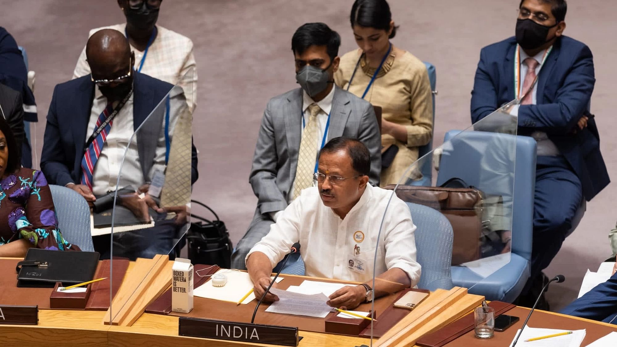<div class="paragraphs"><p>Speaking at a meeting of the United Nations Security Council (UNSC) late on Thursday, 19 May, India justified its recently-imposed ban on wheat exports, saying that the measure will help the country manage its food security while still supporting vulnerable countries.</p></div>