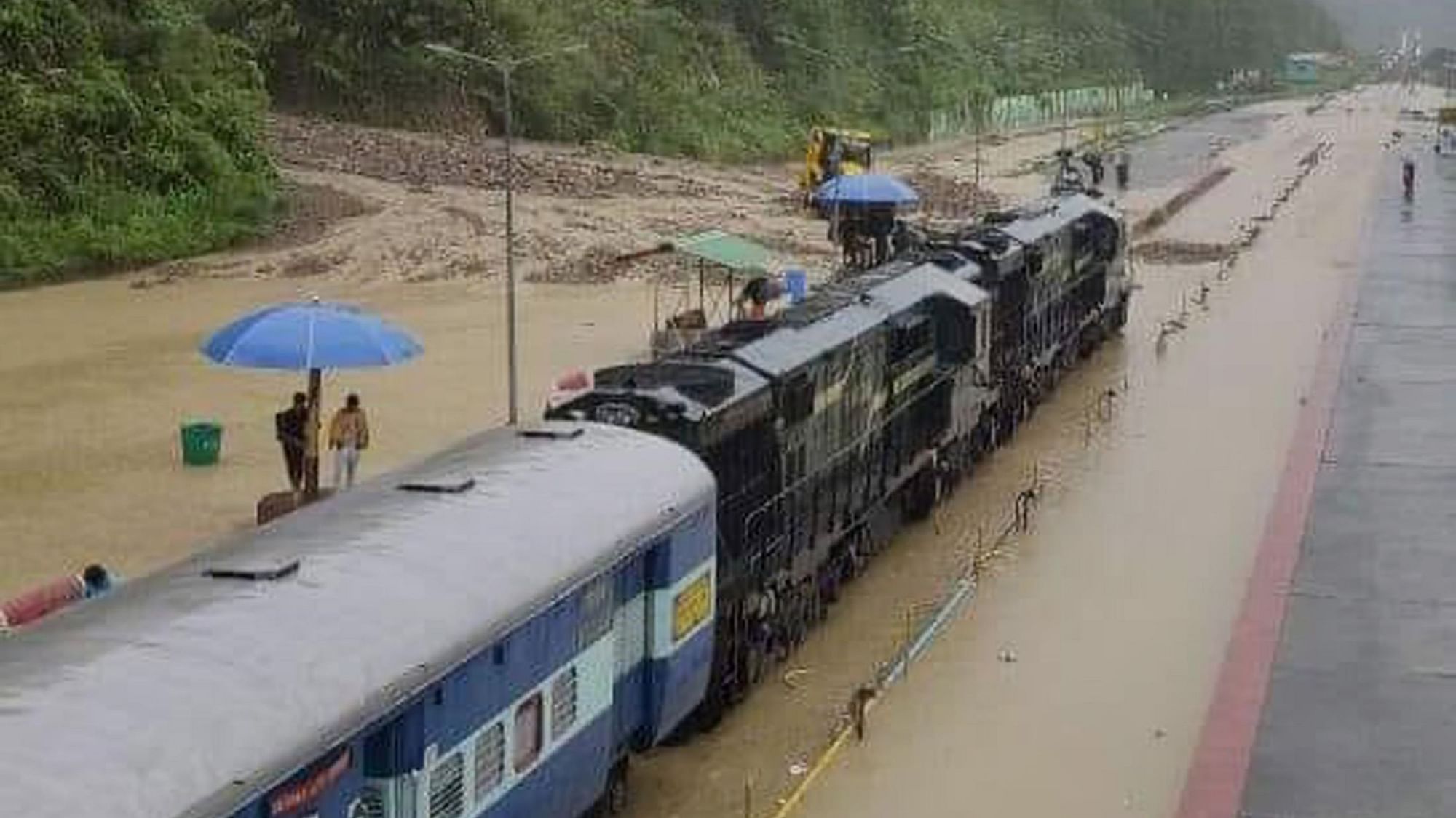 <div class="paragraphs"><p>A train was stranded due to flooding on the railway tracks due to heavy rainfall in the Dima Hasao district. </p></div>