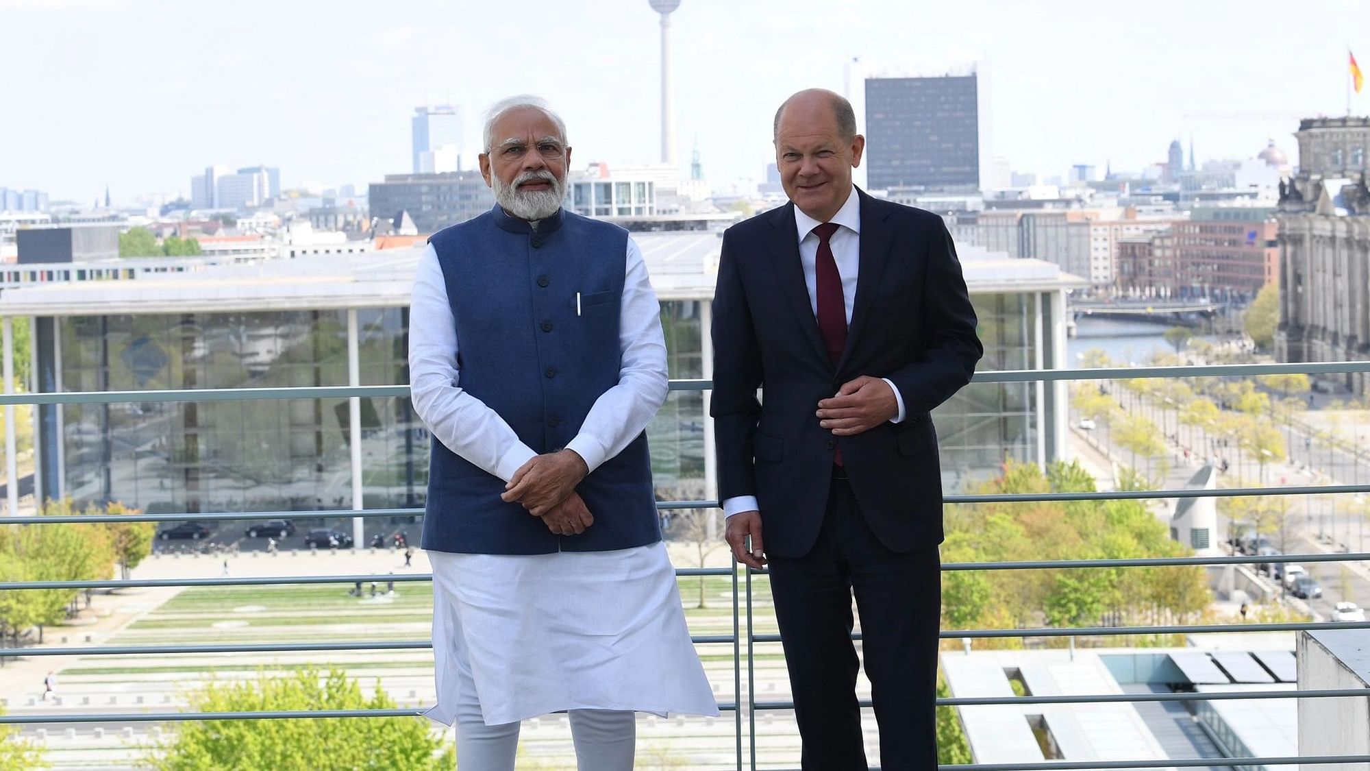 <div class="paragraphs"><p>Prime Minister Narendra Modi, who arrived in Germany, on Monday, 2 May, held discussions with Chancellor Olaf Scholz at the Federal Chancellery in Berlin.</p></div>