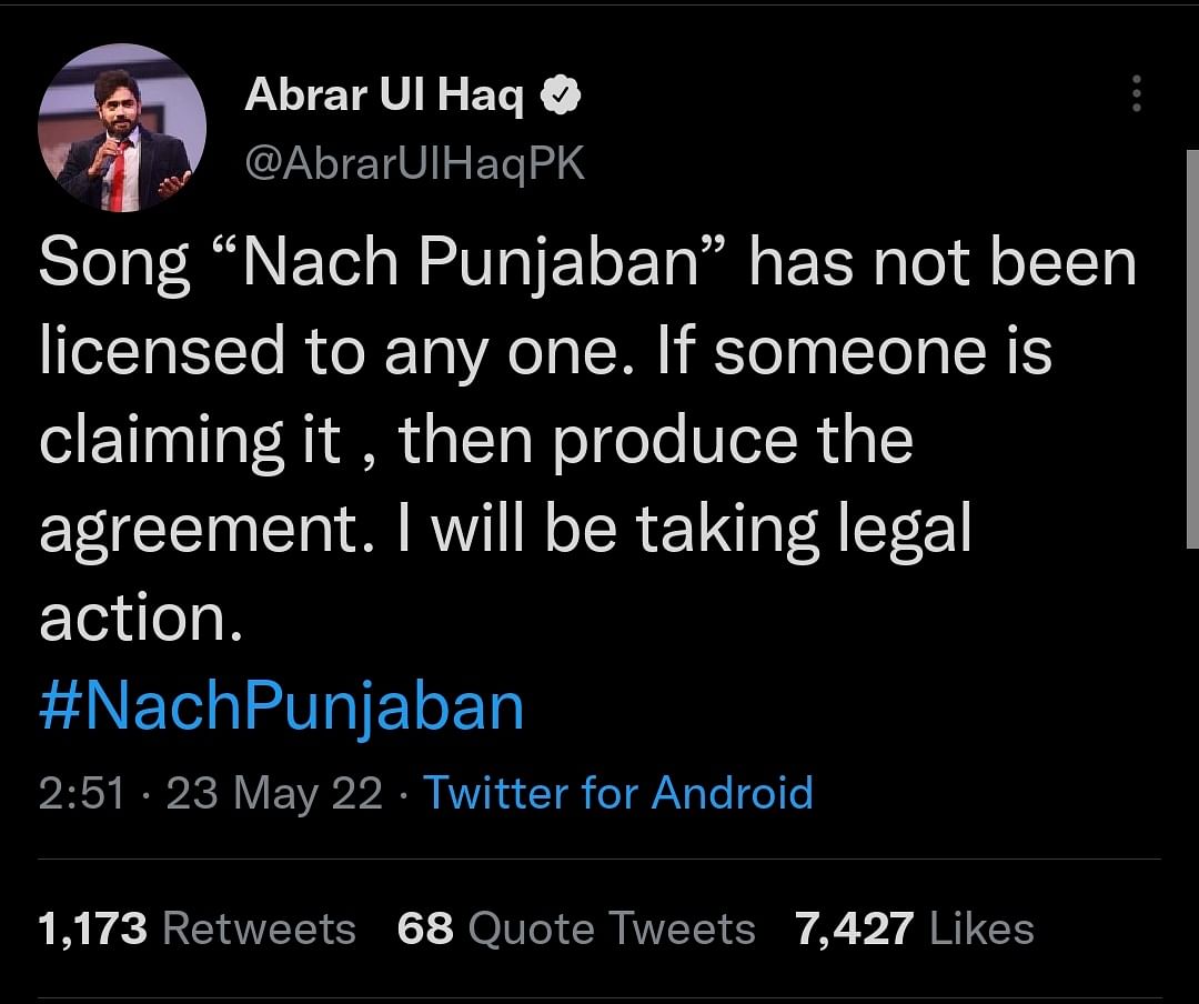 Abrar Ul Haq claimed Karan Johar copied the song 'Nach Punjaban'.