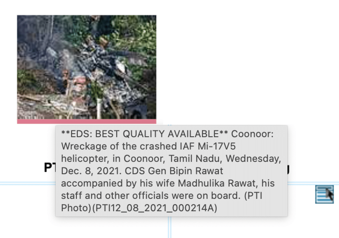 The second photo shows the wreckage of the chopper that was carrying CDS General Bipin Rawat on 8 December 2021.