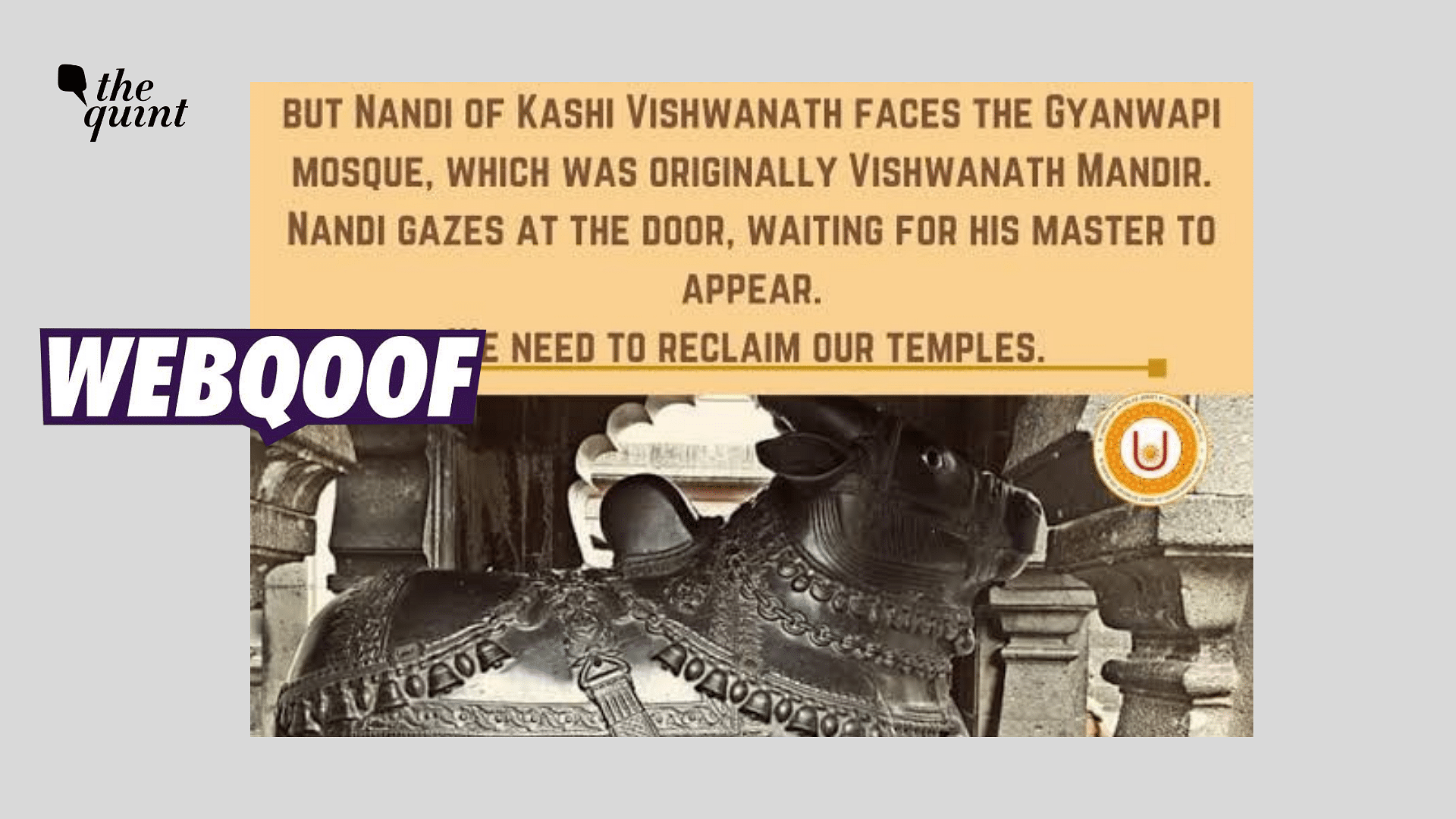<div class="paragraphs"><p>Fact-Check | This picture is being shared with a claim that it shows a Nandi statue at the Kashi Viswanath Temple, which faces the Gyanvapi Mosque.</p></div>