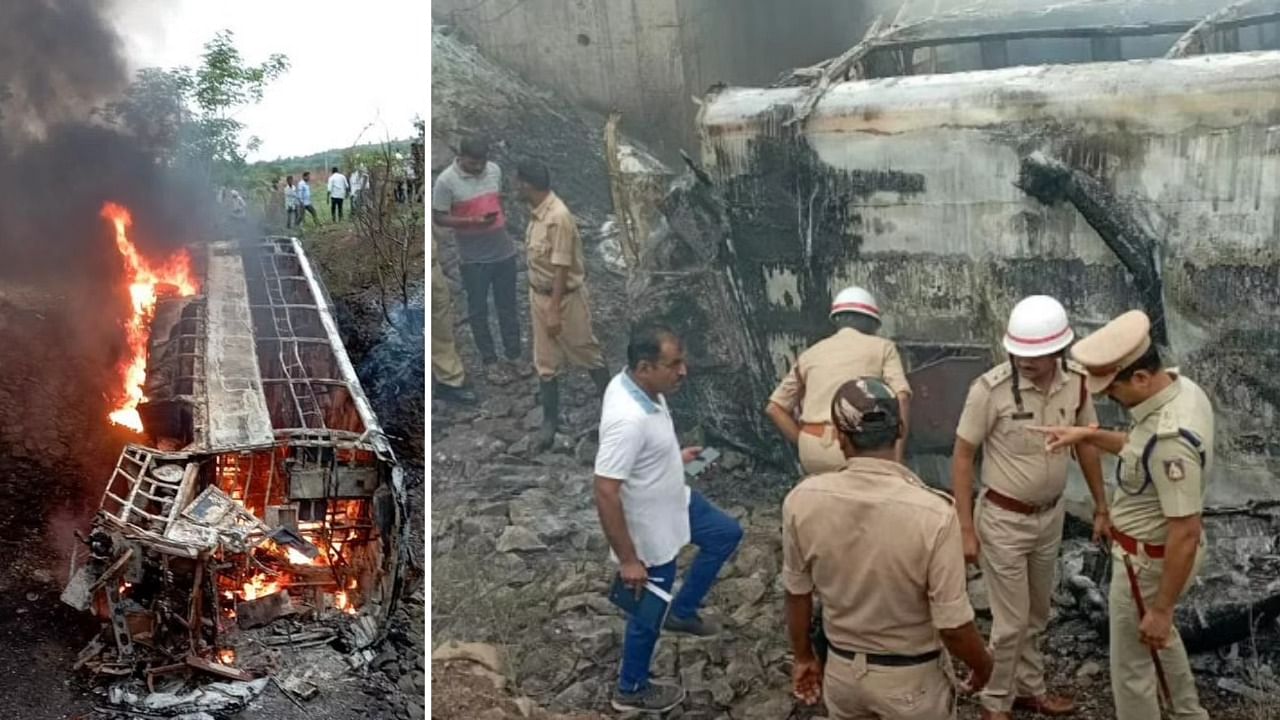 <div class="paragraphs"><p>Seven people from a Hyderabad family were charred to death in the wee hours of Friday, 3 June, after a bus they were travelling on, collided with a tempo trax and then caught fire.</p></div>