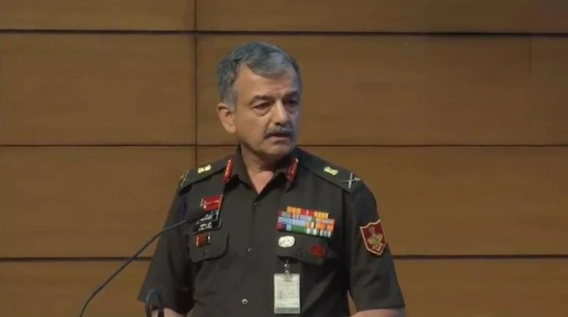 <div class="paragraphs"><p>Lt General Anil PuriI, Additional Secretary, Department of Military Affairs addressing the press conference.&nbsp;</p></div>